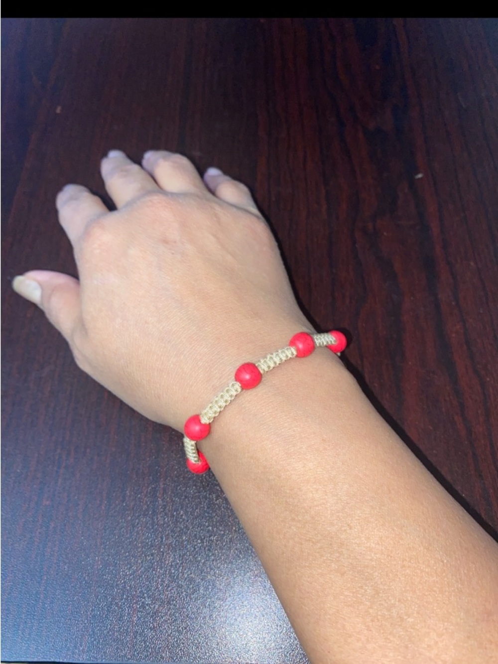 Red Bead Macrame Bracelet - Women Jewelry